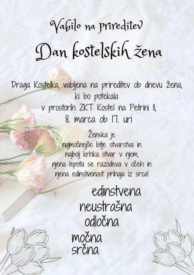 vabilo za 8. marec